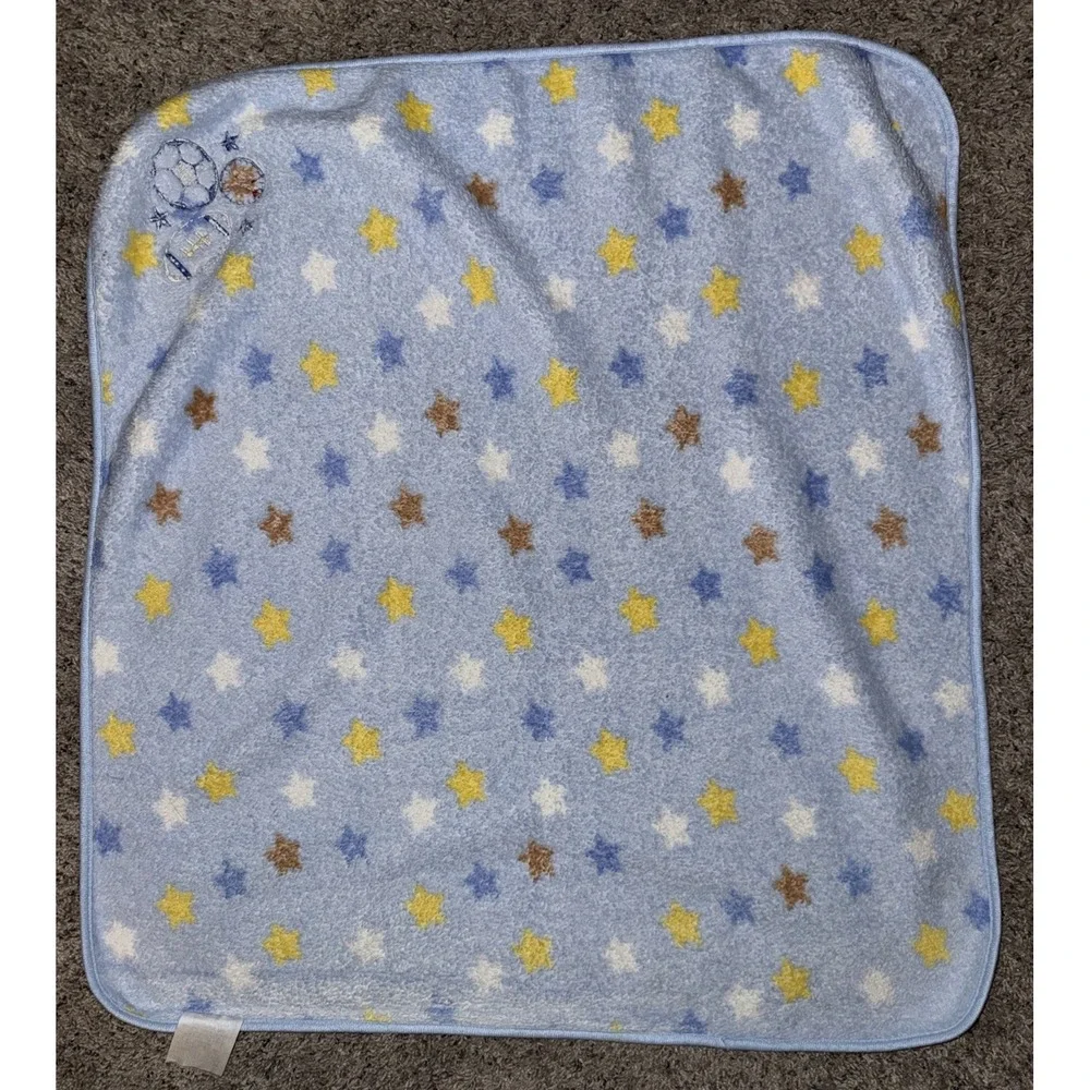 Regent Baby Products Blue with Stars Football/baseball/soccer Plush Star Blanket